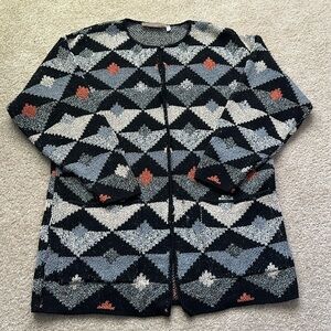 Vintage French Rags Multi-Colored Knit Sweater Metallic Jacket US small Size 2